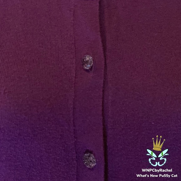 Banana Republic Purple Sweater Cardigan with Crystal Glass Buttons, Medium - Picture 4 of 9